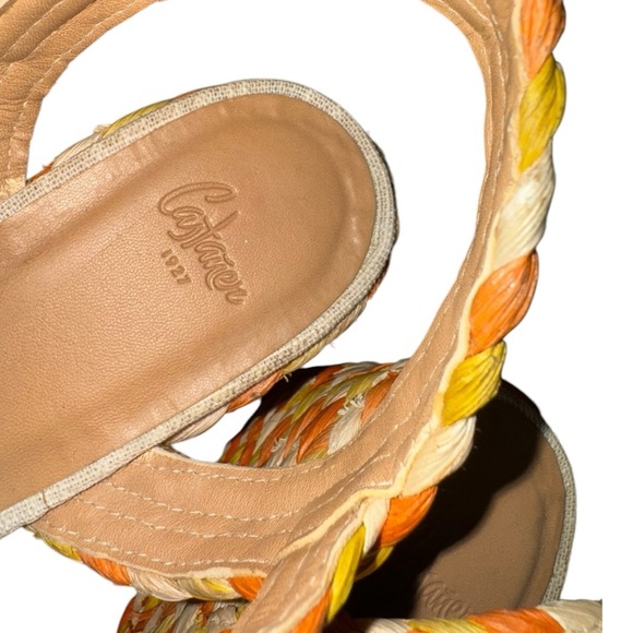 CASTANER | Babar Tricolored Raffia Wedge Espadrilles Sandals Yellow+Orange US 9 - Picture 5 of 6